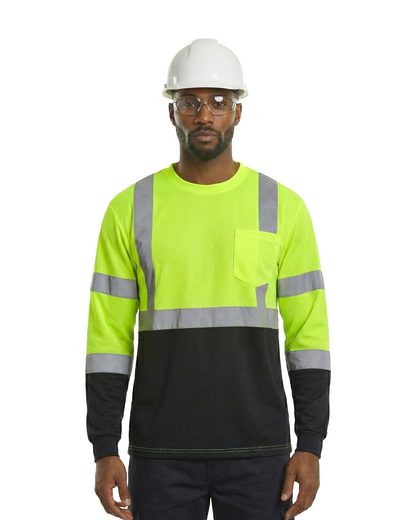 Kiwi High Visibility ANSI/ISEA 107-2020, Type R, Class 3 Two Tone Neon Long Sleeve Safety Shirt [73100]