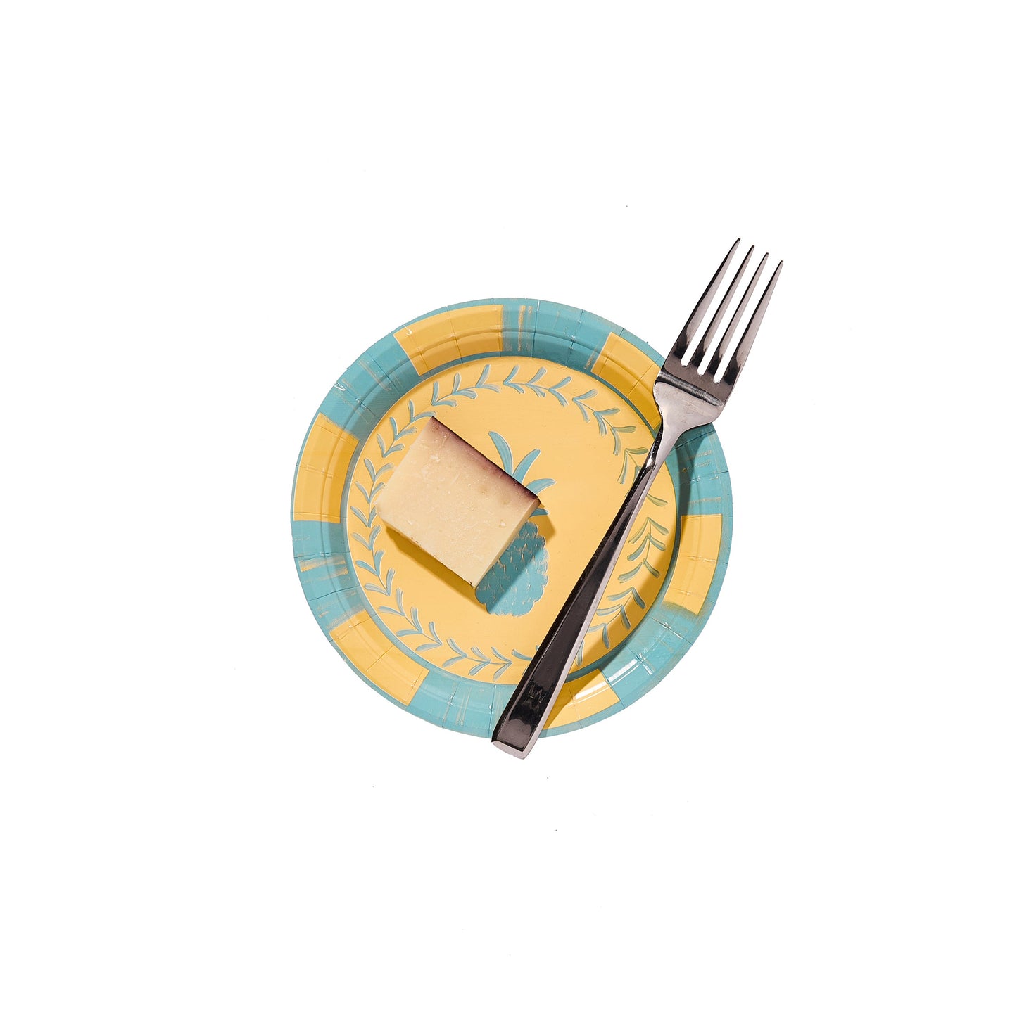 Plato de papel con piña Josephine azul holandés y dorada Mini Hors D'oeuvre