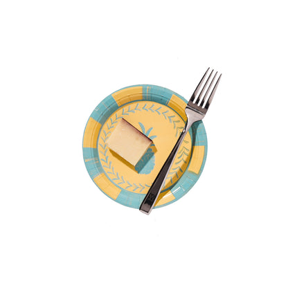 Plato de papel con piña Josephine azul holandés y dorada Mini Hors D'oeuvre