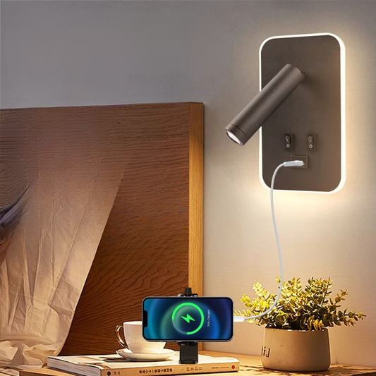 Bedside LED Wall Reading Lamp with USB Port Switch Rotatable Wall Sconce - Tampa Home & Garden Store