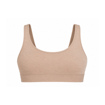 Raceback Bralette hemp bra in nude beige by Net Positive with a soft seamless band on Tampa Home & Garden Store