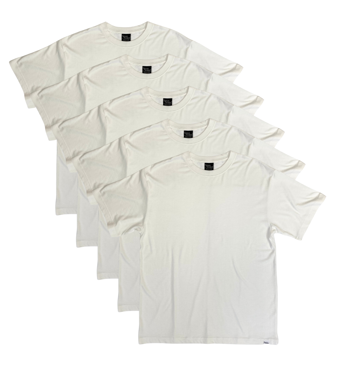 Men's bamboo viscose/organic cotton short sleeve T-shirt set, off white, 5-pack by Spun Bamboo on Tampa Home & Garden Store