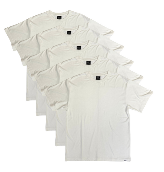 Men's bamboo viscose/organic cotton short sleeve T-shirt set, off white, 5-pack by Spun Bamboo on Tampa Home & Garden Store