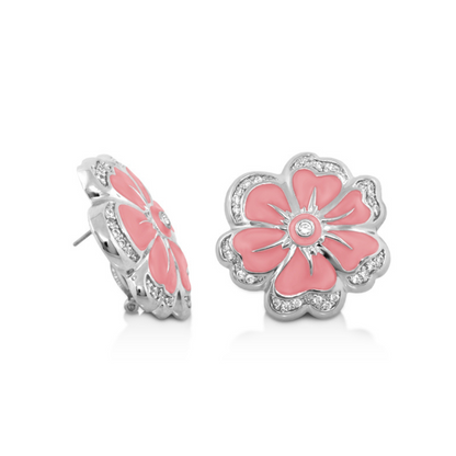 Daisy Swirl Earrings, pink enamel petals with pavé crystals, Lauren G Adams on Tampa Home & Garden Store
