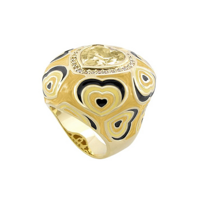 Retro Hearts Ring gold-tone cocktail ring with enamel heart motifs by Lauren G Adams on Tampa Home & Garden Store