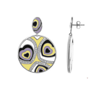 Retro Hearts enamel earrings by Lauren G Adams with heart details and rhinestones on Tampa Home & Garden Store