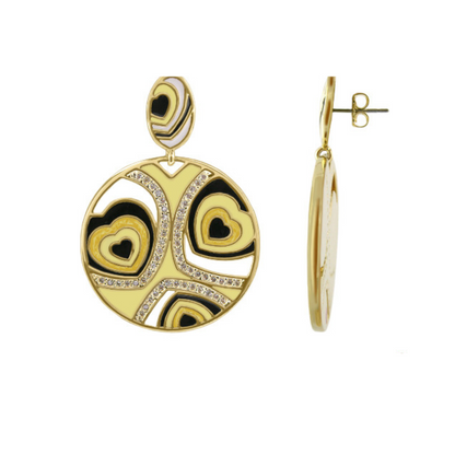 Retro Hearts earring gold-tone enamel drop with heart motifs and pavé crystals by Lauren G Adams on Tampa Home & Garden Store