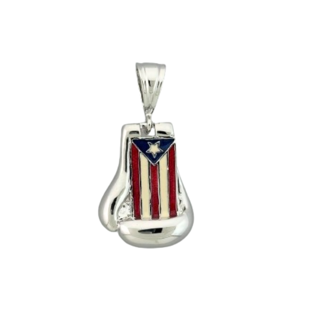 Pendant by Lauren G Adams, flag-inspired Puerto Rico charm in silver tone on Tampa Home & Garden Store