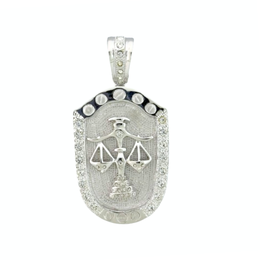 Pendants Charm silver shield pendant with scales motif, pave-border by Lauren G Adams on Tampa Home & Garden Store