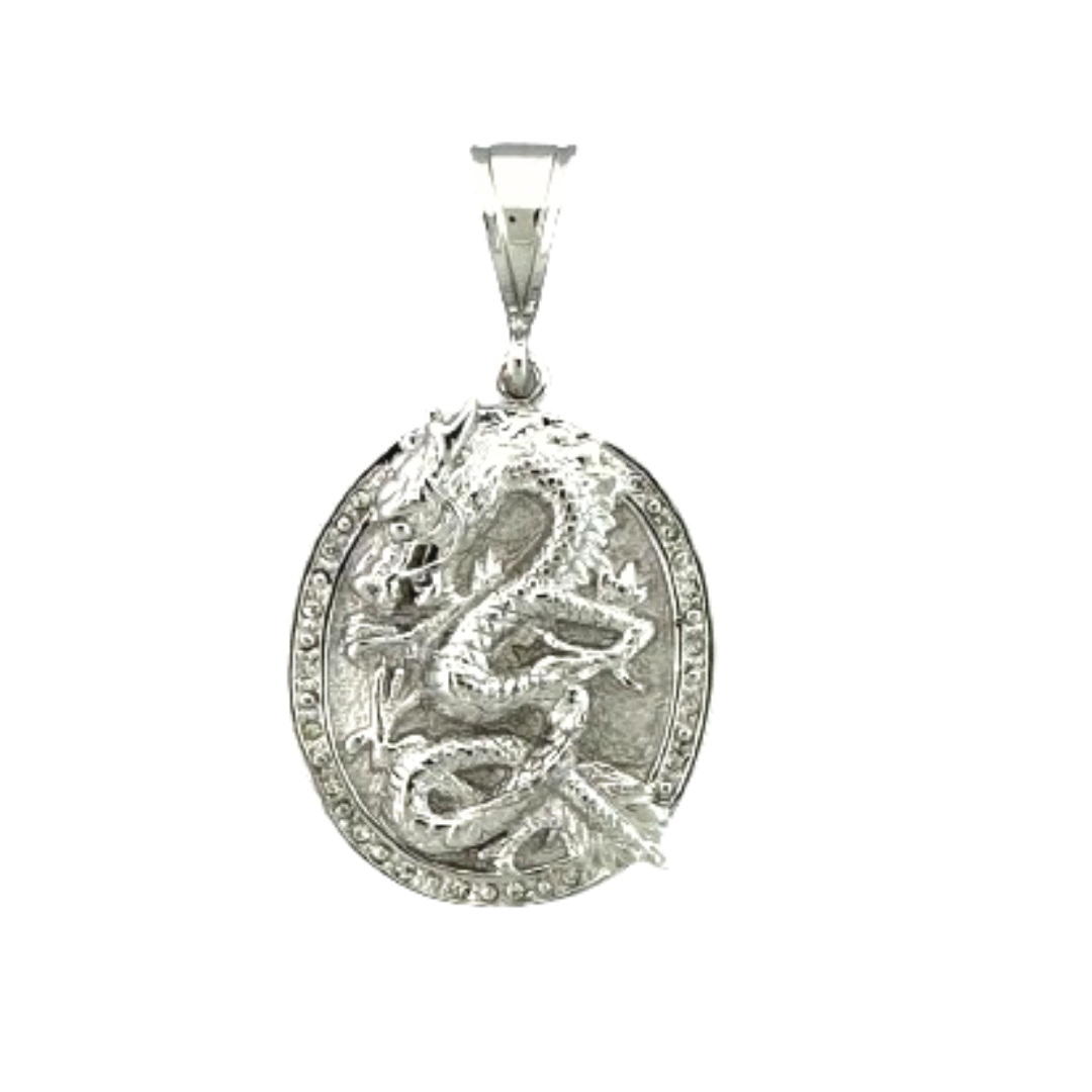 Pendants Charm dragon pendant in silver-tone metal with crystal pavé border by Lauren G Adams on Tampa Home & Garden Store