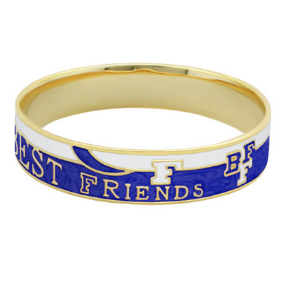 Best Friends bangle bracelet by Lauren G Adams, gold-tone edge with blue enamel band on Tampa Home & Garden Store