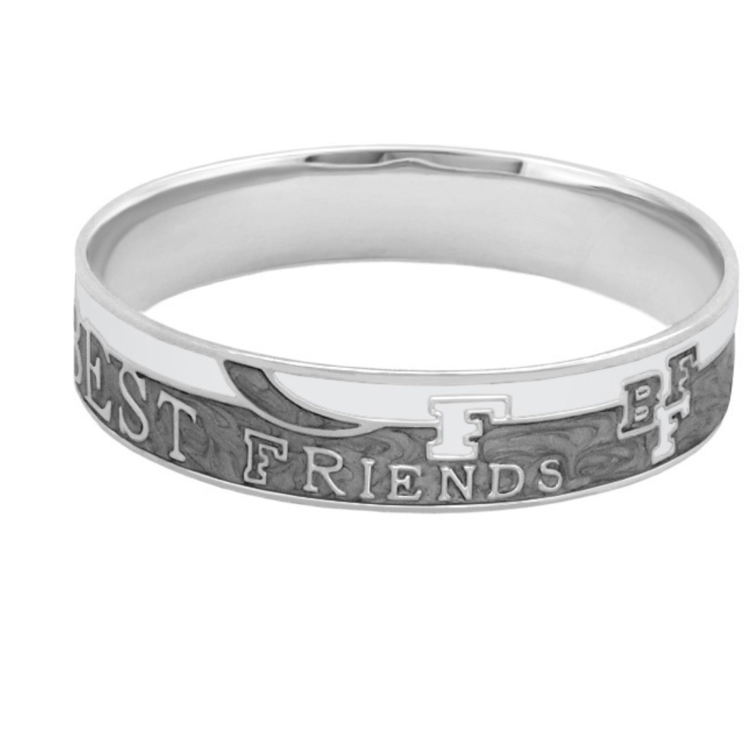 Best Friends bangle by Lauren G Adams, silver-toned metal slip-on bracelet with BEST FRIENDS on Tampa Home & Garden Store