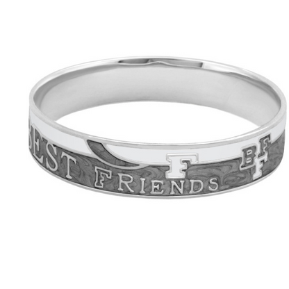 Best Friends bangle by Lauren G Adams, silver-toned metal slip-on bracelet with BEST FRIENDS on Tampa Home & Garden Store