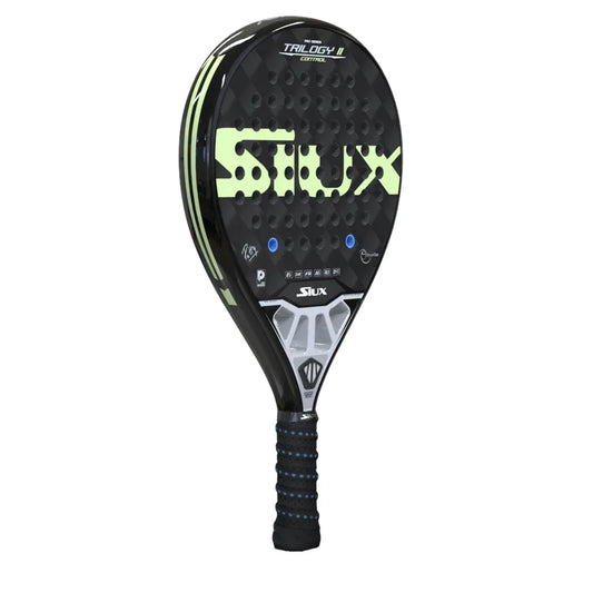 Padel racket Siux Trilogy II Control in black with neon lime logo and blue grip Siux USA on Tampa Home & Garden Store