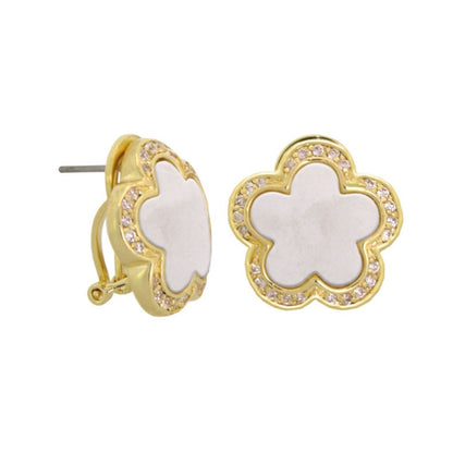 Daisy Love Earrings Pavé Halo Clip gold-tone button studs with center by Lauren G Adams on Tampa Home & Garden Store