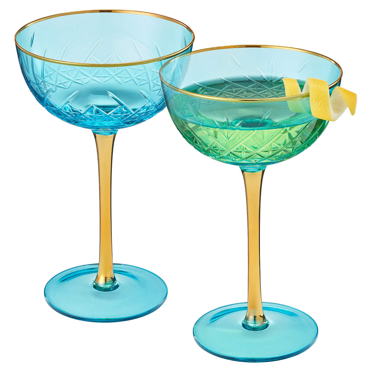 Set of 2 Crystal Champagne Coupe Glasses
