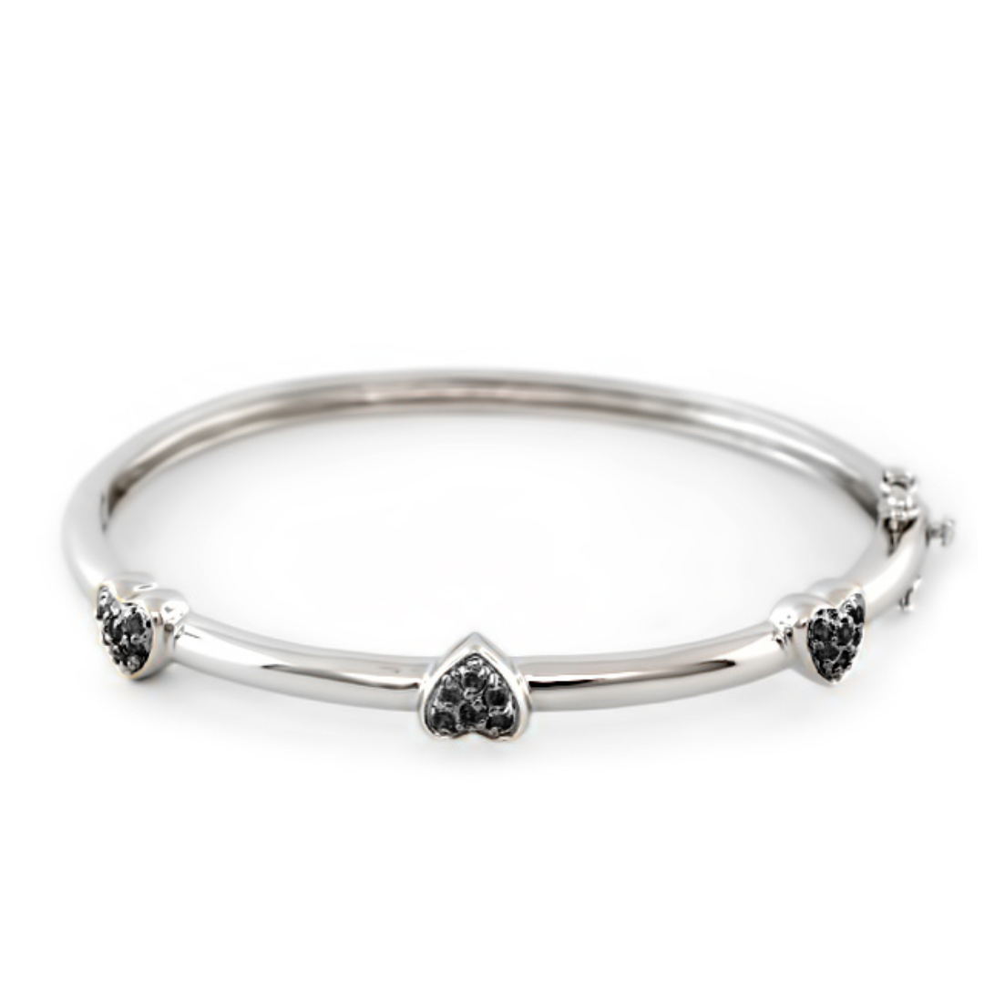 Glamour Pave Bangle, silver eternity bracelet with heart pavé charms by Lauren G Adams on Tampa Home & Garden Store