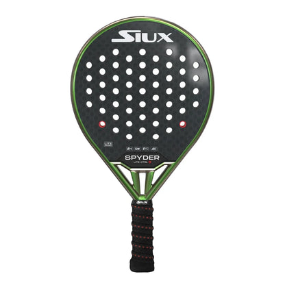 Padel racket Spyder Lite Ctrl 3 Hard by Siux USA, black face with white holes and green frame on Tampa Home & Garden Store
