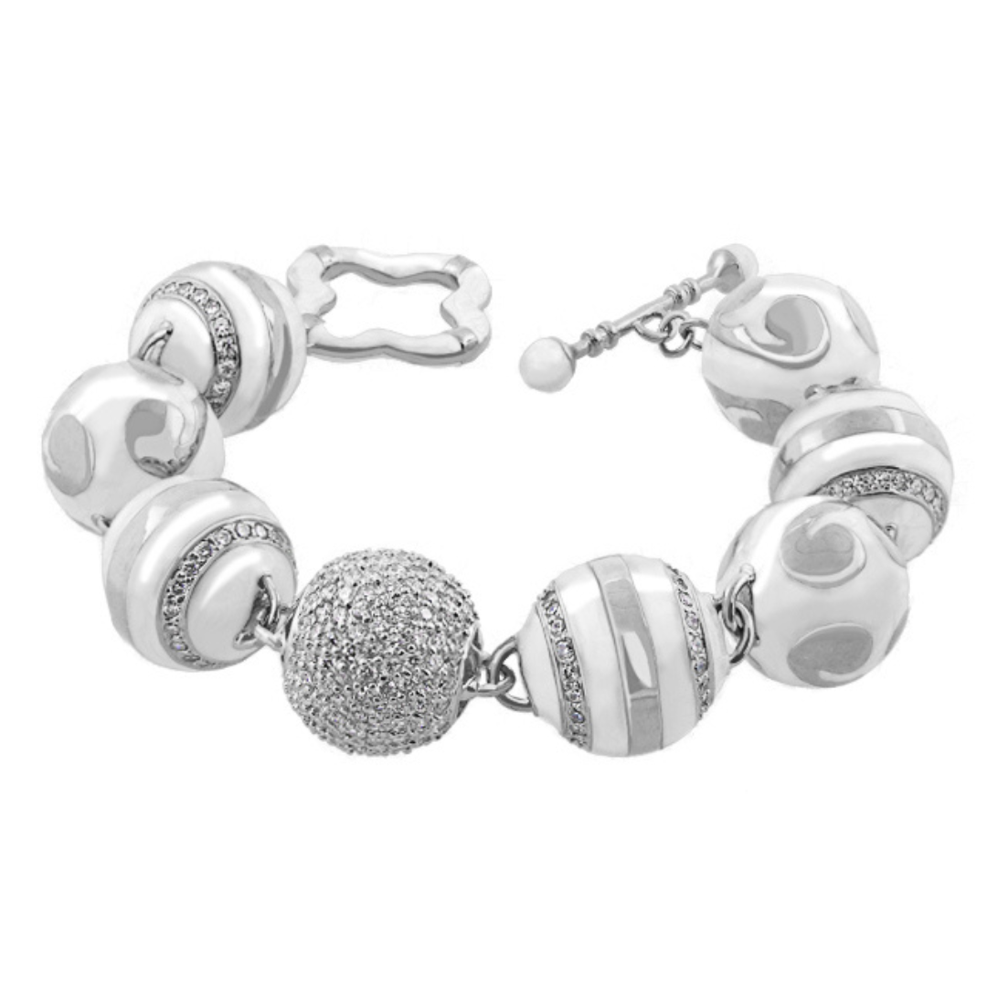 You Neek Ball Bracelet by Lauren G Adams, silver-tone enamel beads with crystal accents on Tampa Home & Garden Store
