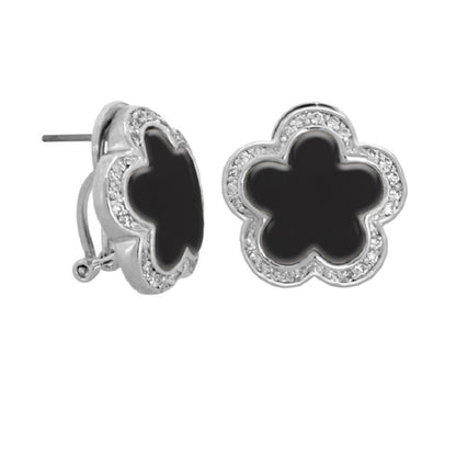 Daisy Love Button Earrings by Lauren G Adams, pavé halo with black flower center on Tampa Home & Garden Store