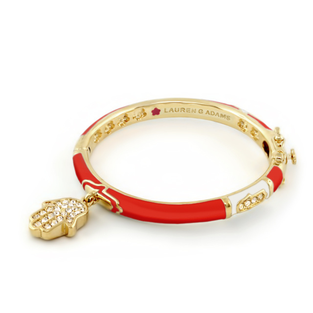 Girl's Bangle With Hamsa red enamel gold-tone bracelet with Hamsa charm by Lauren G Adams on Tampa Home & Garden Store