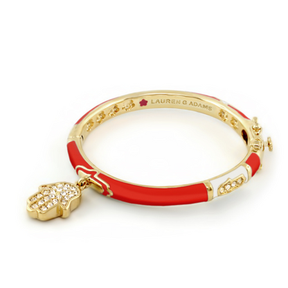 Girl's Bangle With Hamsa red enamel gold-tone bracelet with Hamsa charm by Lauren G Adams on Tampa Home & Garden Store