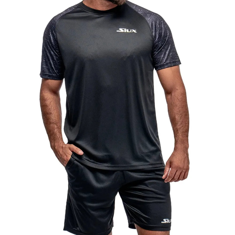 Club 25 T-Shirt men's black athletic tee with speckled gray sleeves Siux USA on Tampa Home & Garden Store