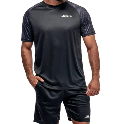 Club 25 T-Shirt men's black athletic tee with speckled gray sleeves Siux USA on Tampa Home & Garden Store