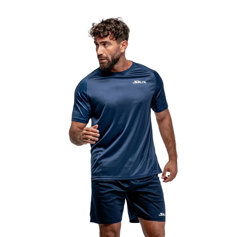 Club 25 T-Shirt, men's navy blue athletic tee with Siux USA logo on Tampa Home & Garden Store