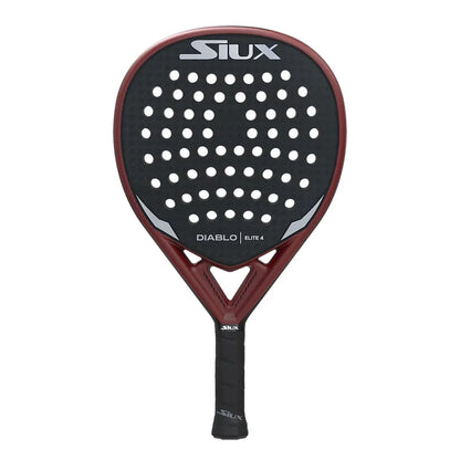 Padel racket Siux Diablo Elite 4 maroon frame with black perforated face and grip Siux USA on Tampa Home & Garden Store