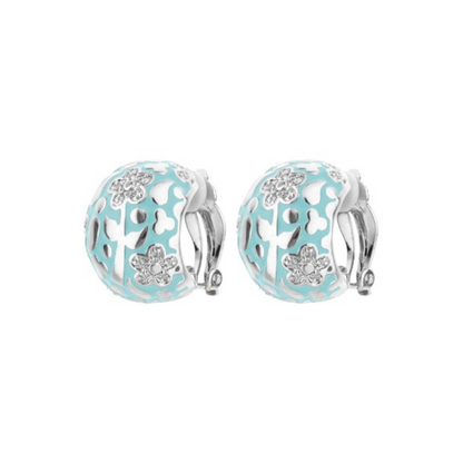 Flowers by Orly Dome Earrings, turquoise enamel with silver floral lattice, Lauren G Adams, set of 2 on Tampa Home & Garden Store