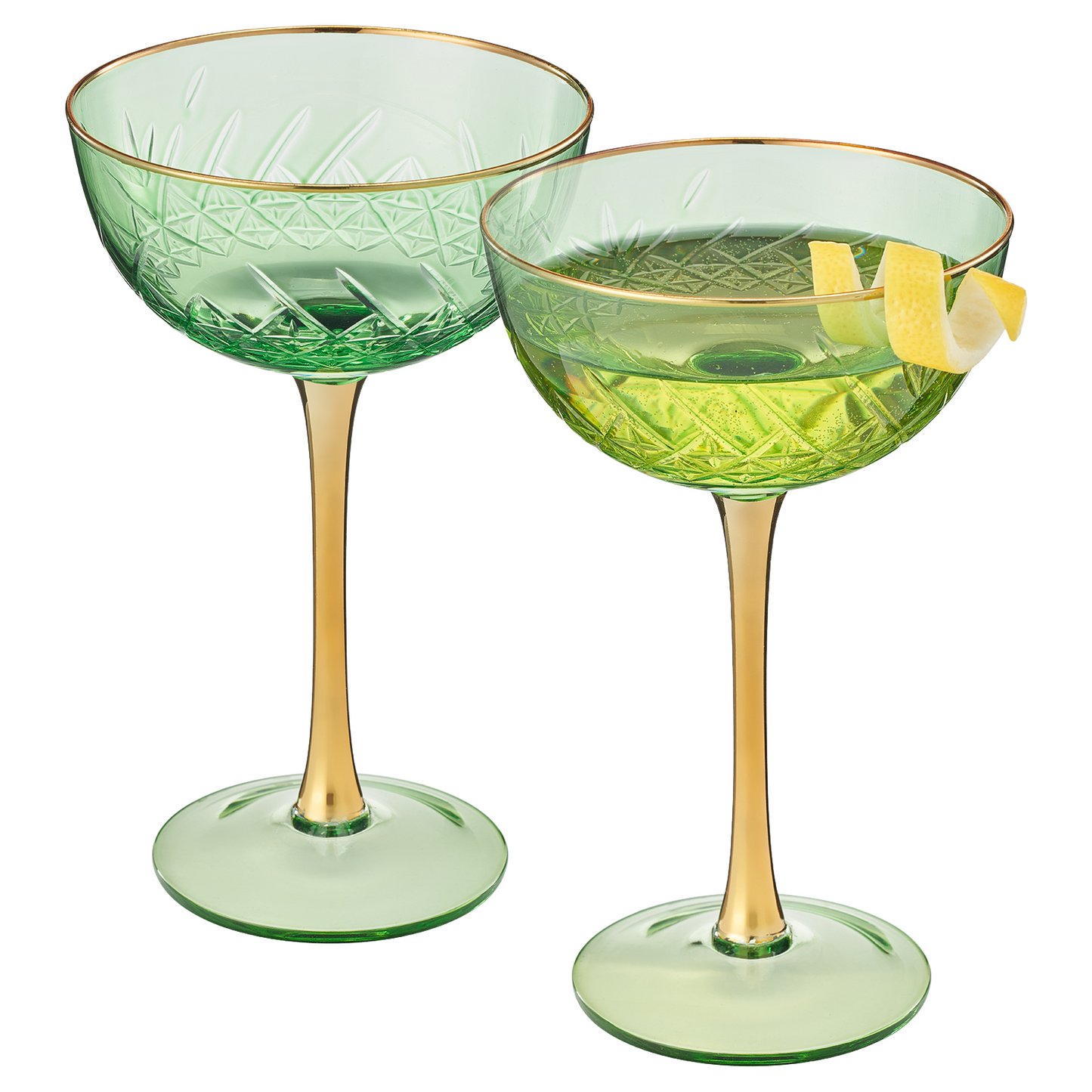 Premium Crystal And Champagne Coupe Set