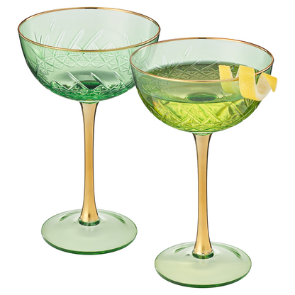 Premium Crystal And Champagne Coupe Set
