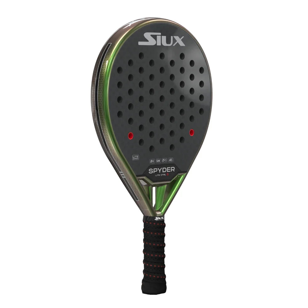 Spyder Lite Ctrl 3 Hard padel racket Siux USA black perforated face with green frame on Tampa Home & Garden Store