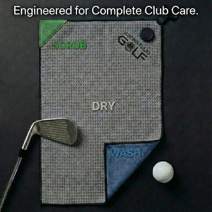 Don’t Suck™ magnetic golf towel bundle gray textured towel with green scrub corner DRY/WASH on Tampa Home & Garden Store