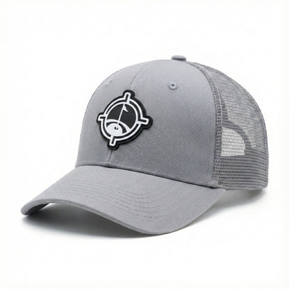 Aiming Fluid Golf hat gray snapback with mesh back and embroidered patch on Tampa Home & Garden Store