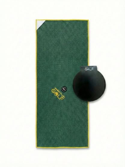40 Magnetic Golf Towel System with green towel and black landing pad by Aiming Fluid Golf on Tampa Home & Garden Store