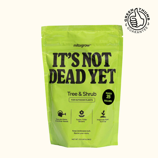 MitoGrow Tree & Shrub outdoor fertilizer bag neon lime Its Not Dead Yet 25 gal on Tampa Home & Garden Store