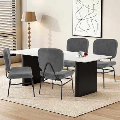 Upholstered Accent Chair Sherpa Reading Chair with Sponge Padding-Gray