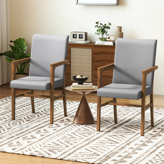 Upholstered Accent Chairs Set of 2 with High Back and Solid Wooden Frame-Gray - Tampa Home & Garden Store