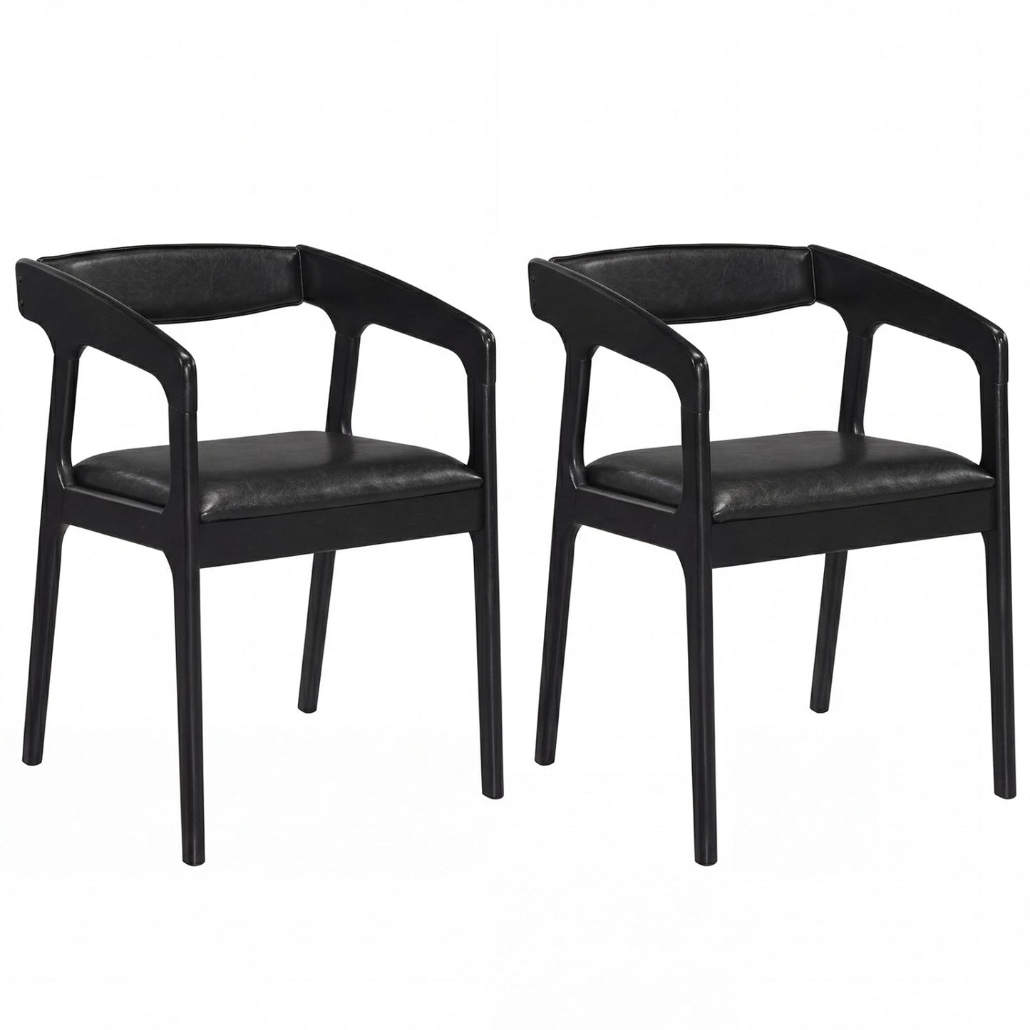 Upholstered Armchairs Set of 2 with Cozy Backrest and Padded Seat Cushion-Brown