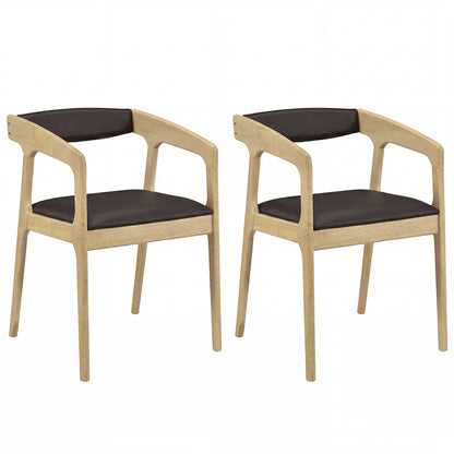 Upholstered Armchairs Set of 2 with Cozy Backrest and Padded Seat Cushion-Brown