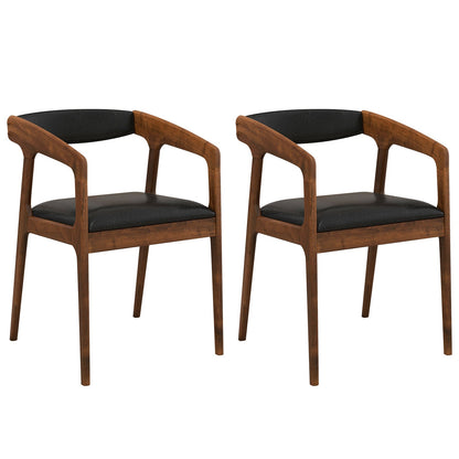 Upholstered Armchairs Set of 2 with Cozy Backrest and Padded Seat Cushion-Brown