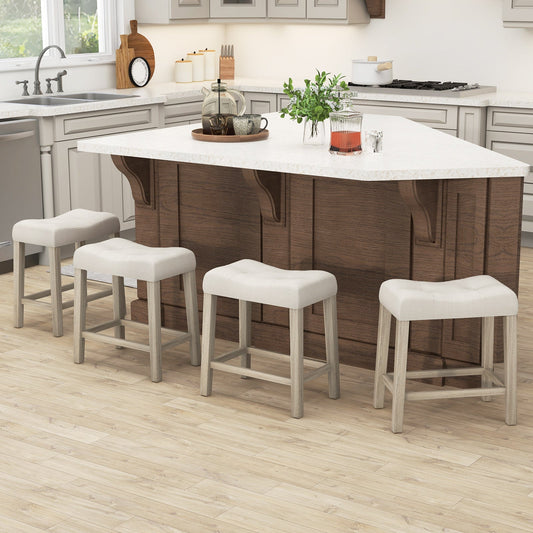 Set of 4 Upholstered Counter Height Bar Stool with Curved Saddle-Seat-Gray - Tampa Home & Garden Store
