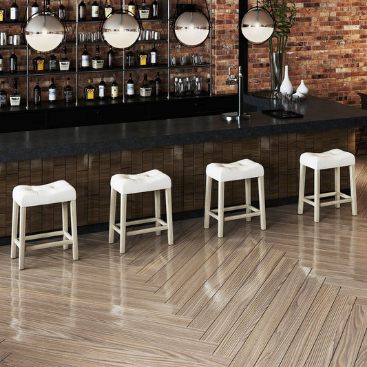 Set of 4 Upholstered Counter Height Bar Stool with Curved Saddle-Seat-Gray - Tampa Home & Garden Store