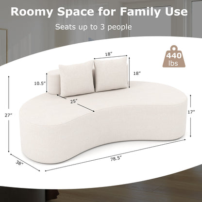 Upholstered Curved Sofa with 2 Cozy Pillows
