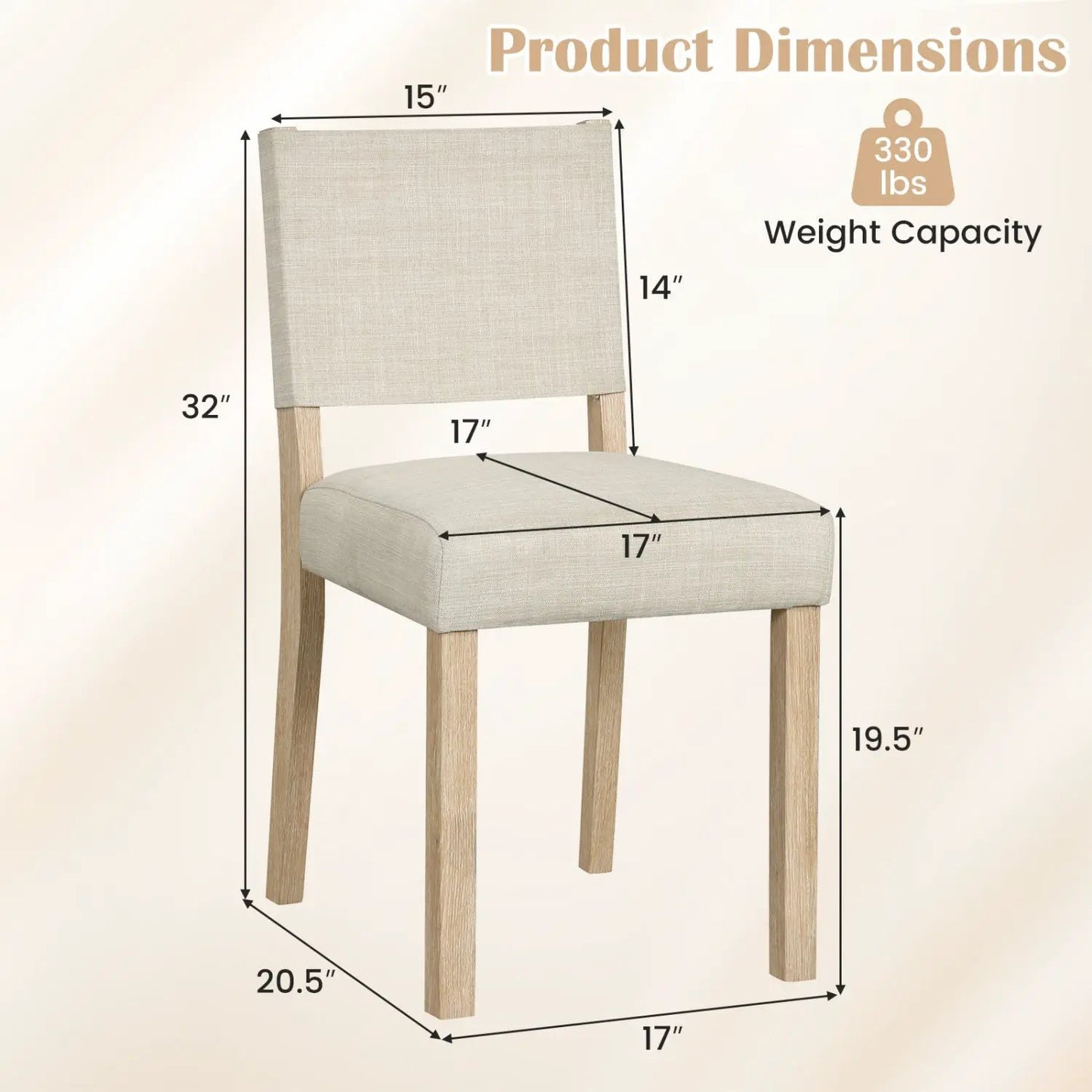 Upholstered Dining Chairs Set 2 Rubber Wood Legs