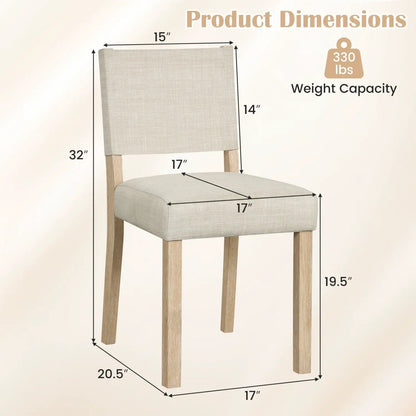 Upholstered Dining Chairs Set 2 Rubber Wood Legs