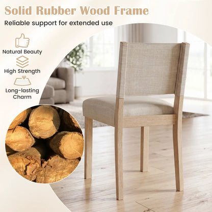 Upholstered Dining Chairs Set 2 Rubber Wood Legs