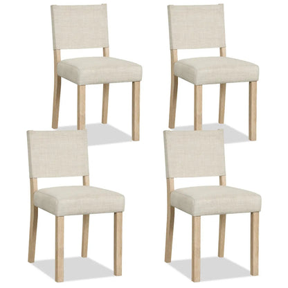 Upholstered Dining Chairs Set 4 Rubber Wood Legs